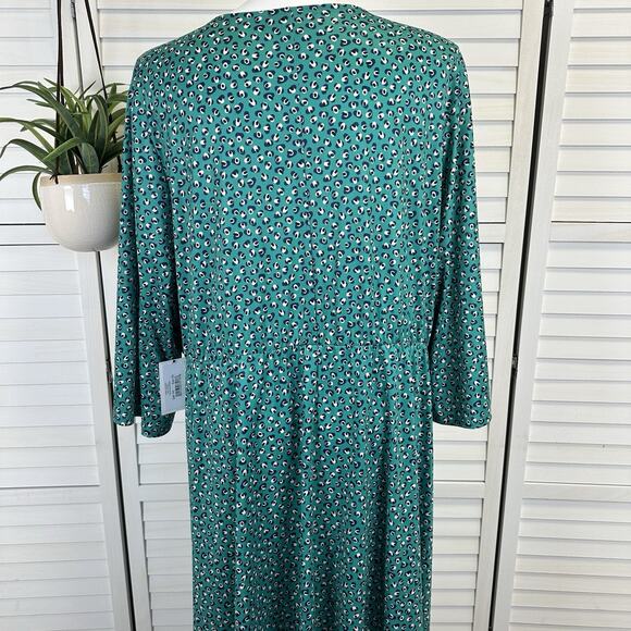 New Eloquii Dots Amazing Green Tie Front Dress V Neck‎ Womens Plus Size 26 - Picture 7 of 9
